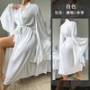 New Satin Pajamas Women's Lace Light Luxury Long-sleeved Cool Nightgown Bathrobe Women's Clothing
