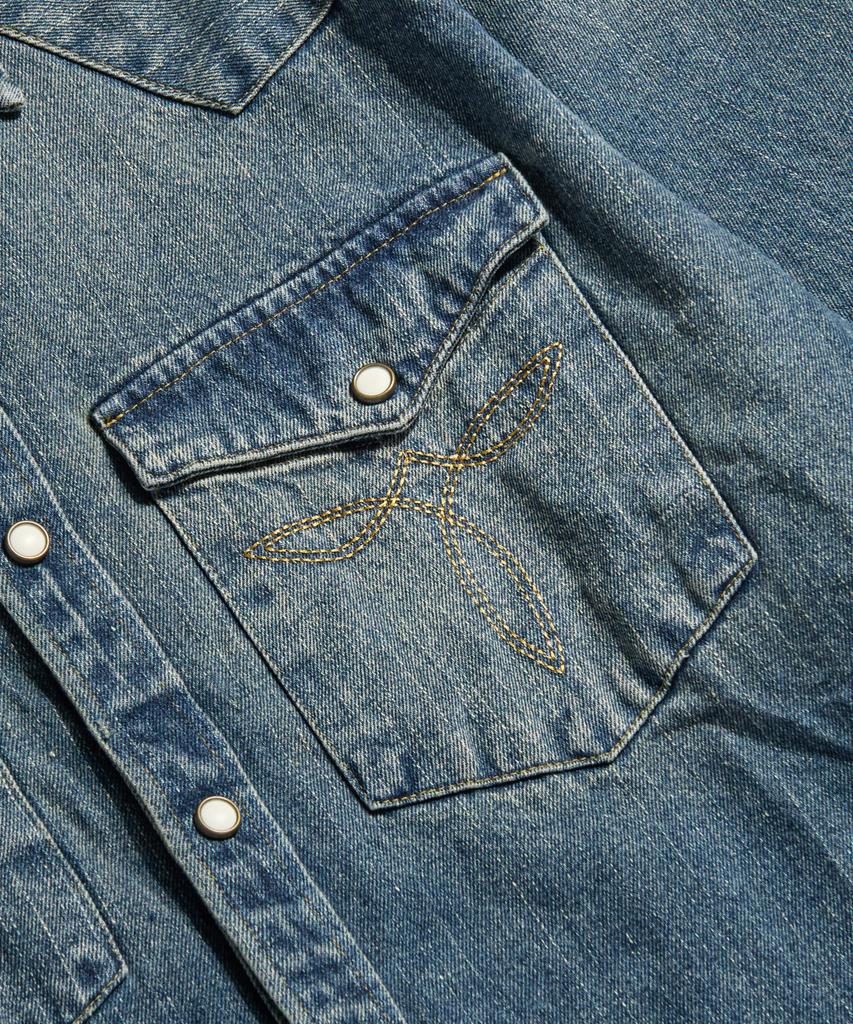 Beulonseun 1950er Jahre Slub-Denim Westernhemd