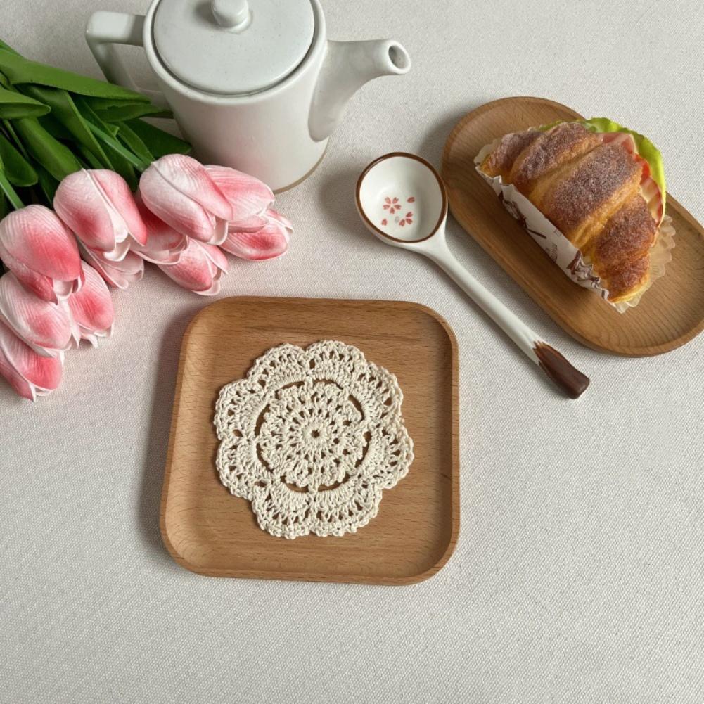 16PCS Bohemian Style Crochet Coasters Handmade Cotton 10 5cm for Coffee Table Restaurant Retro Home Decoration