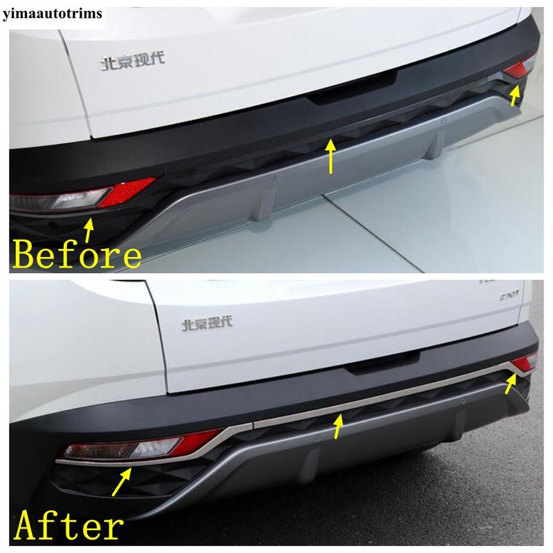 For Hyundai Tucson NX4  -  Car Rear Foglight Lamp Bumper Strip Sequin Decoration Cover Trim Stainless Steel Accessories