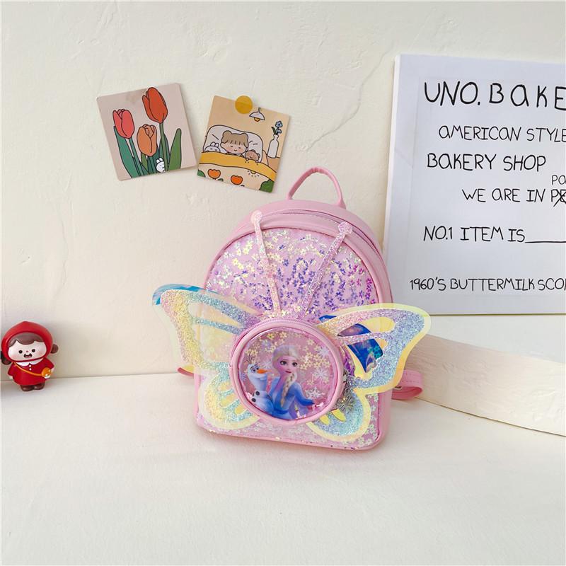 Adorable Korean Style Children's Backpack Lightweight Princess Pu Sequin Toddler Bag For Kindergarten