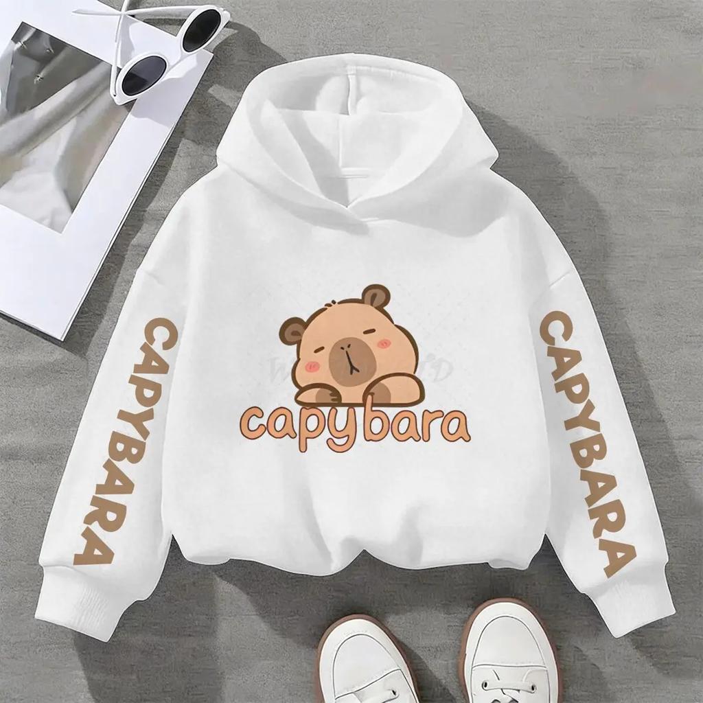 Children's autumn and winter fun capybara hoodie, Christmas for boys and girls, casual wear, girls' clothing, gift.