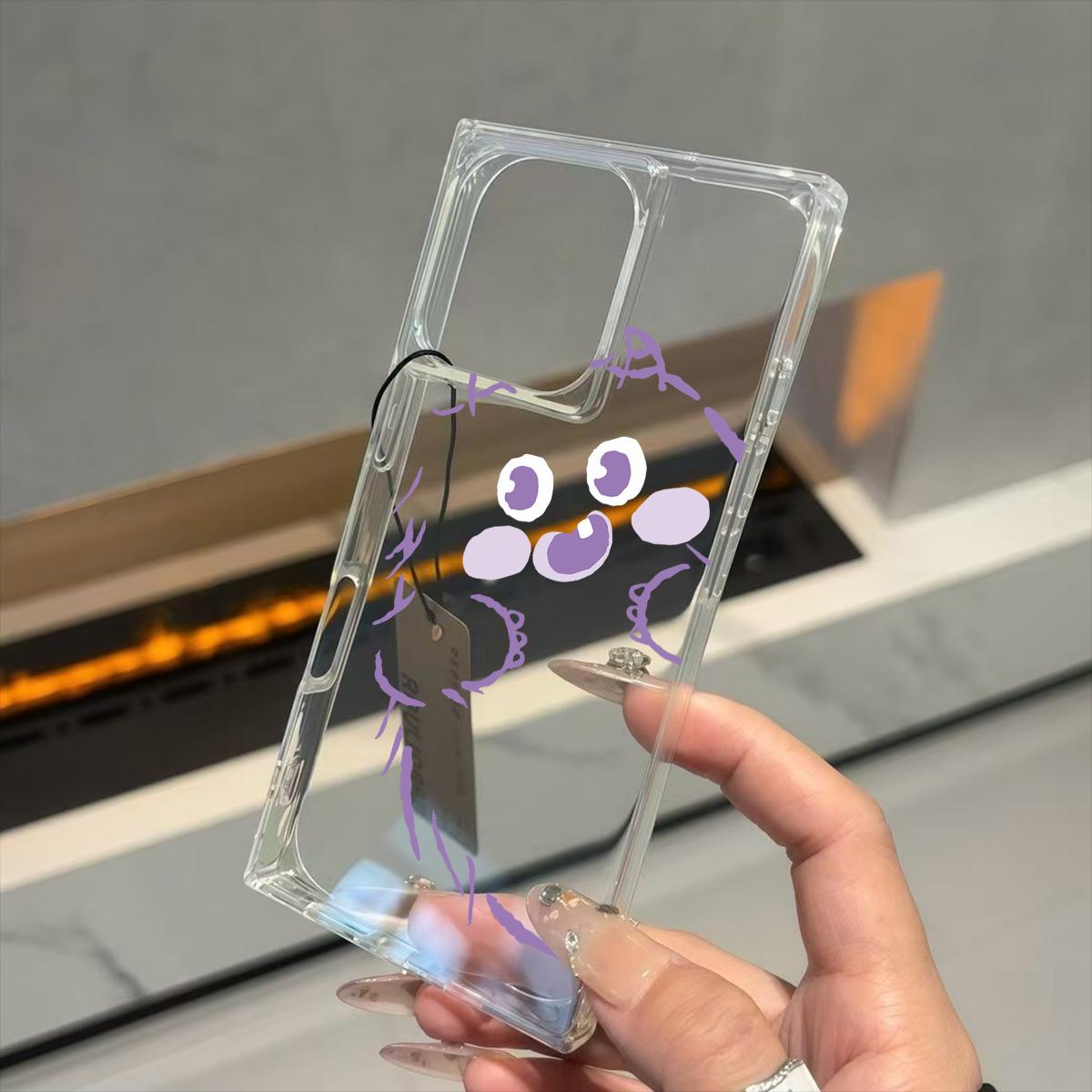 

Clear Square Back Tube Case Protection For iPhone 16 ProMax 14 Pro Max 12 13 15 Plus 11 Anti-Oxygen,Line Monster Pattern Casing iphone 11 ProMax