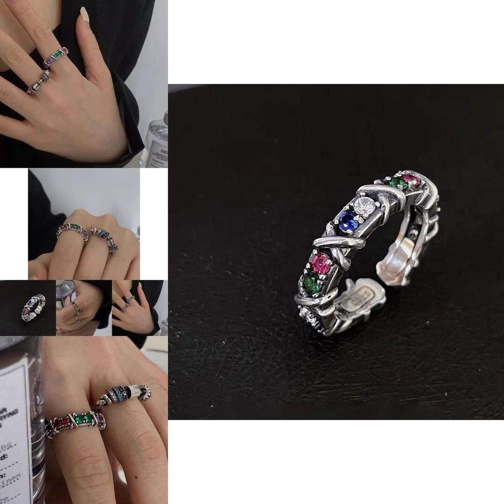 Chic And Trendy Vintage Rainbow Zircon Ring Fashion Jewelry For Women