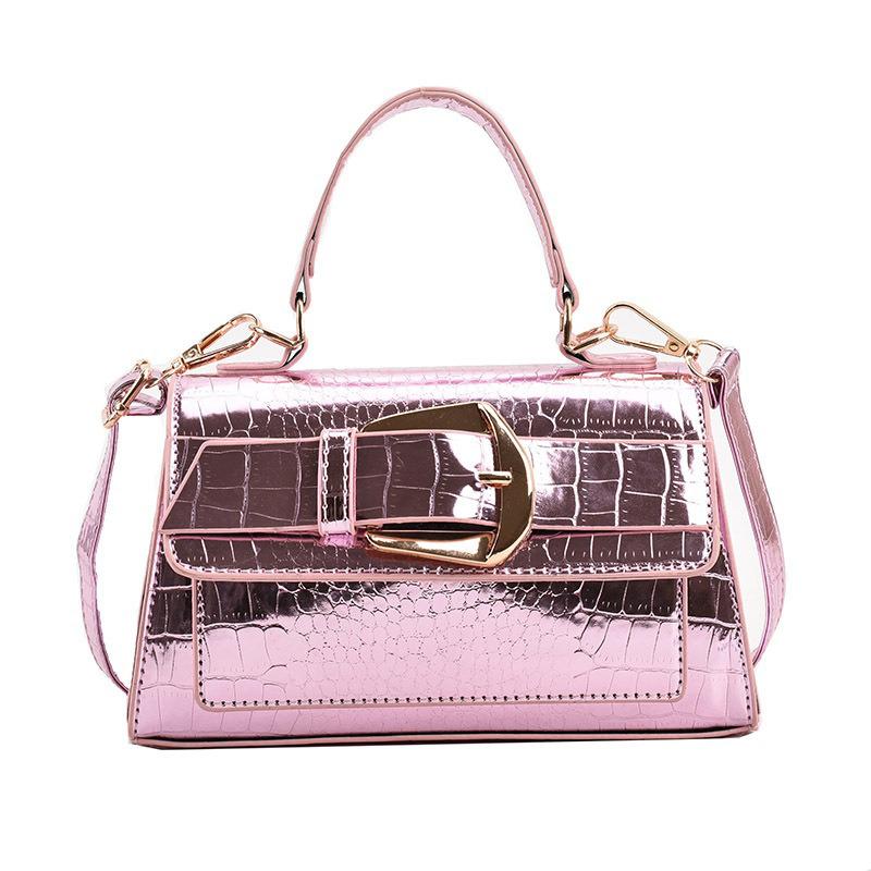 Patent Leather Handheld Small Square Bag 2024 New Texture Stone Pattern Single Shoulder Fashionable Crossbody Bag for Women