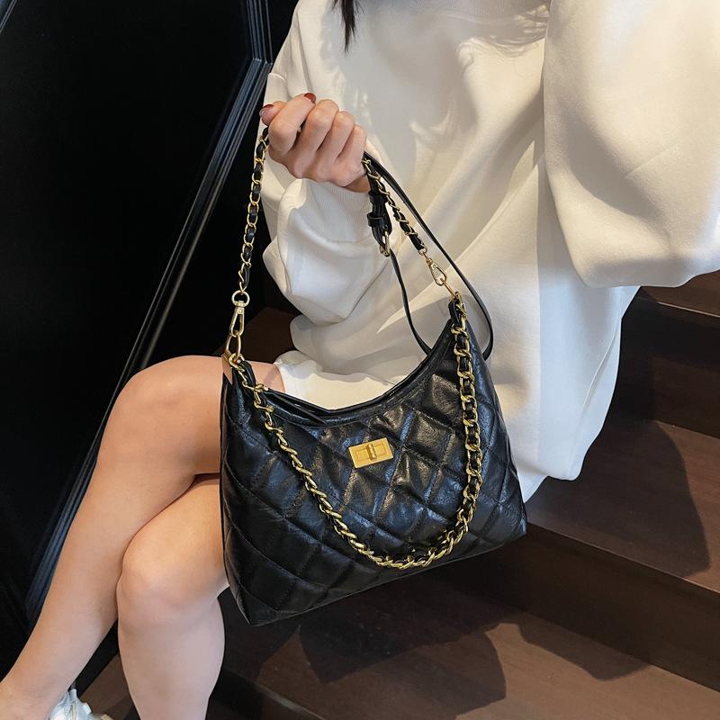 Bag women's new armpit bag, rhombus chain bag niche high-end versatile women's shoulder messenger bag