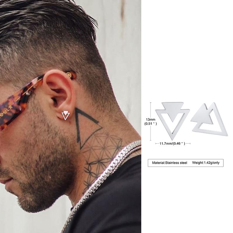 

Мужская серьга-пусета, серьги-пусеты с кристаллами циркония треугольной формы, маленькие минималистичные пусеты из нержавеющей стали для мужчин и женщин, циркон