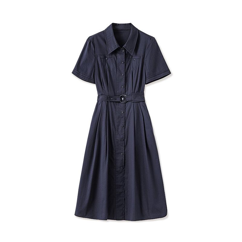 Nanyou High-Quality Elegant Lapel Shirt Dress for Women - High Waist Summer Style