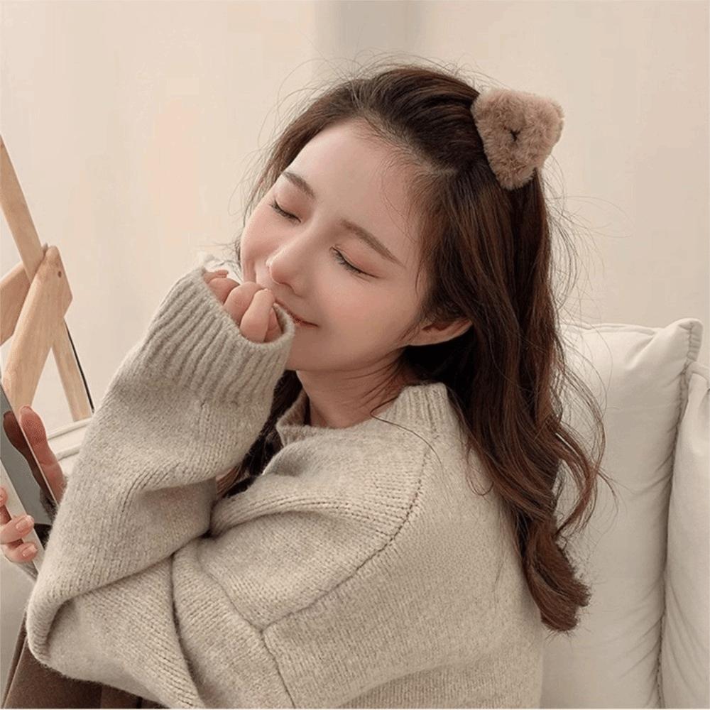 Cute Versatile Hair Clips Cat Ear Shape Fluffy Ponytail Clips Sweet Style Bangs Hair Clips Women Head Wear Accessories