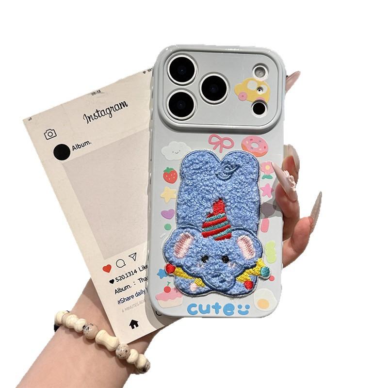 Soft Cute Plush Embroidered Animal Suitable for Apple Promax Mobile Phone Case/bubble Heart Plus Soft Case