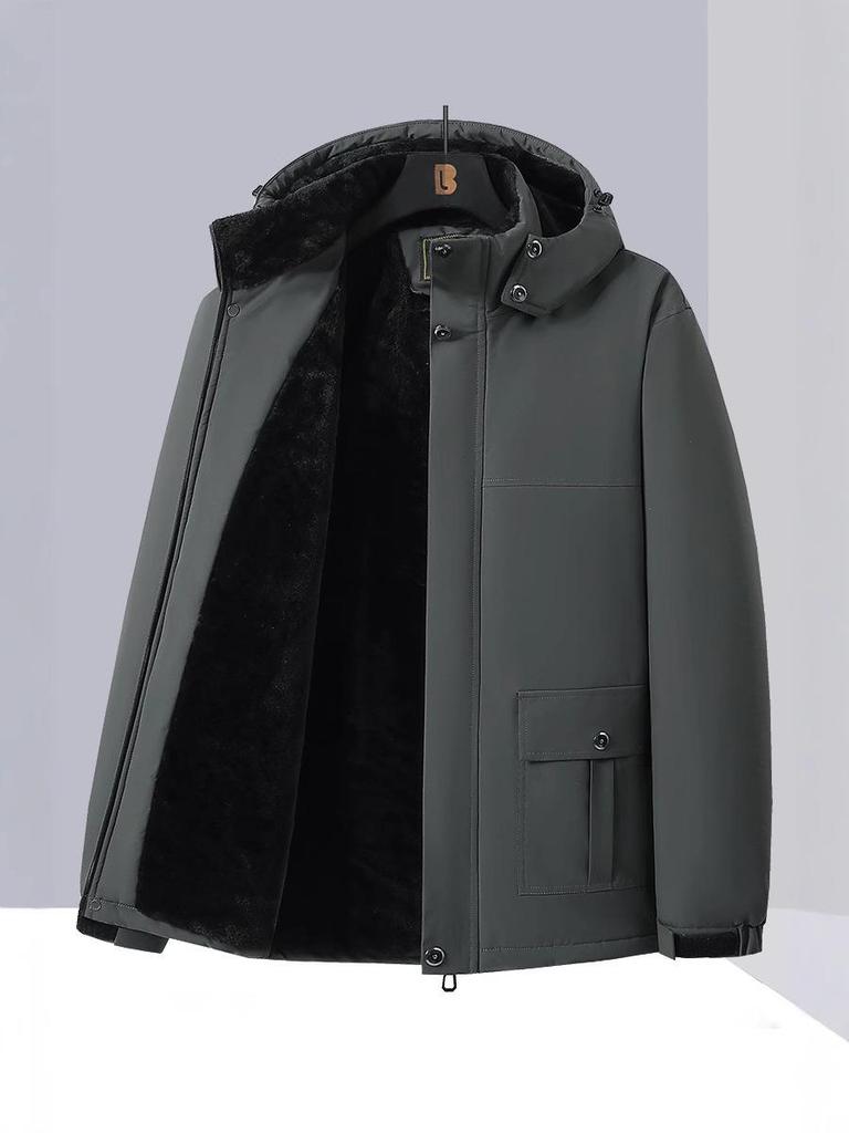 Men's Plus Size Cotton Coat, Thick and Warm, Loose-fit Outdoor Jacket, 10XL