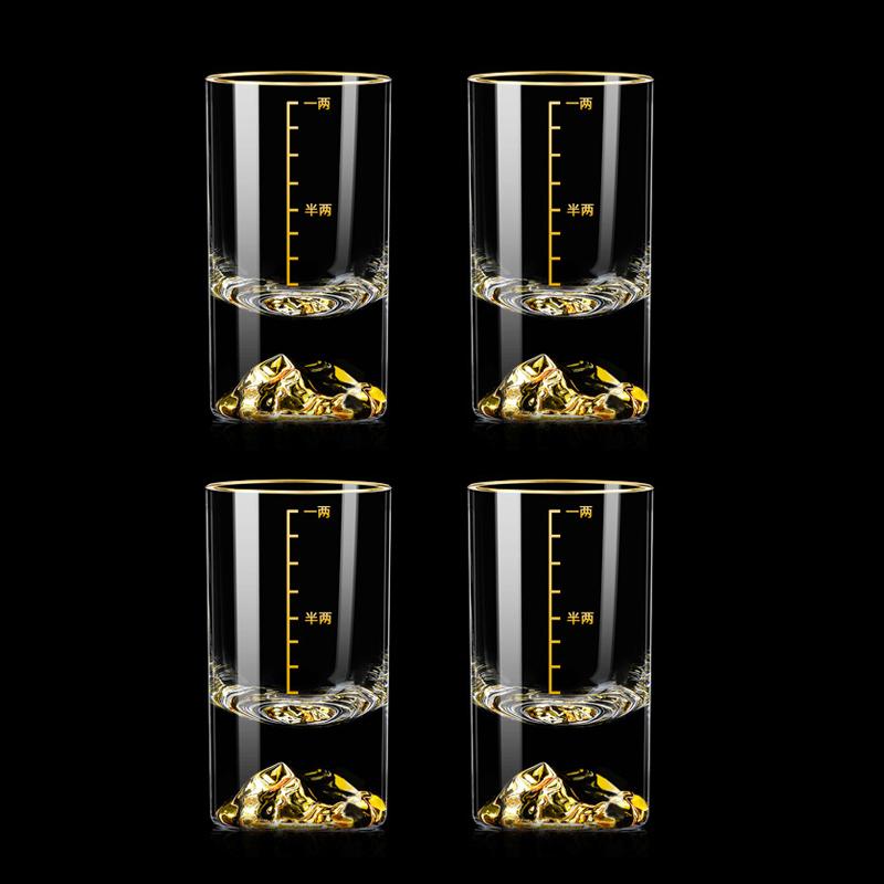 4 ks/2 ks Sklenice Golden Mountain Vision se zlatou fólií Luxusní sklenička 50 ml Malý objem Sklenice na víno Skleničky na lihoviny Čajové nádobí
