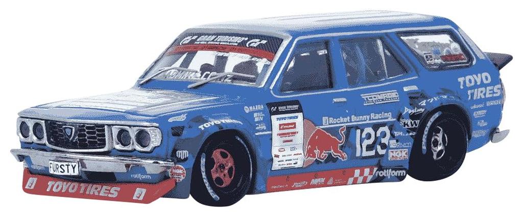 Inno Models 1/64 Scale Mazda RX3 Station Wagon 1976 D1GP Series 2024 MAD MIKE Finished Product RX3P-D1GP24