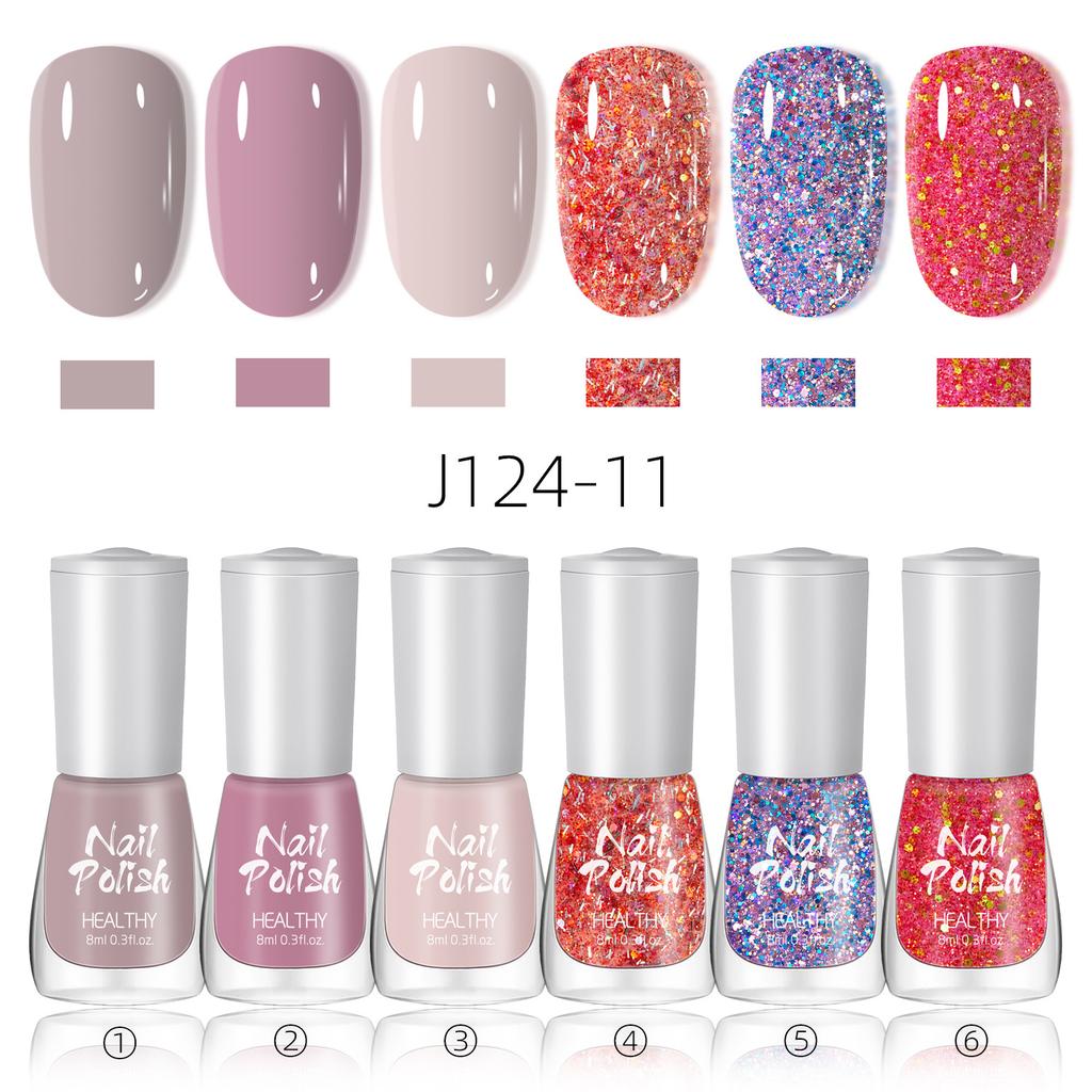 Water-based Nail Polish Set, No Baking, Quick Drying, Environmentally Friendly, Odorless, White Fine Flash Nail Polish Glue