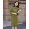 Demana Women's Winter Elegant Half-High Collar Knit Midi Dress