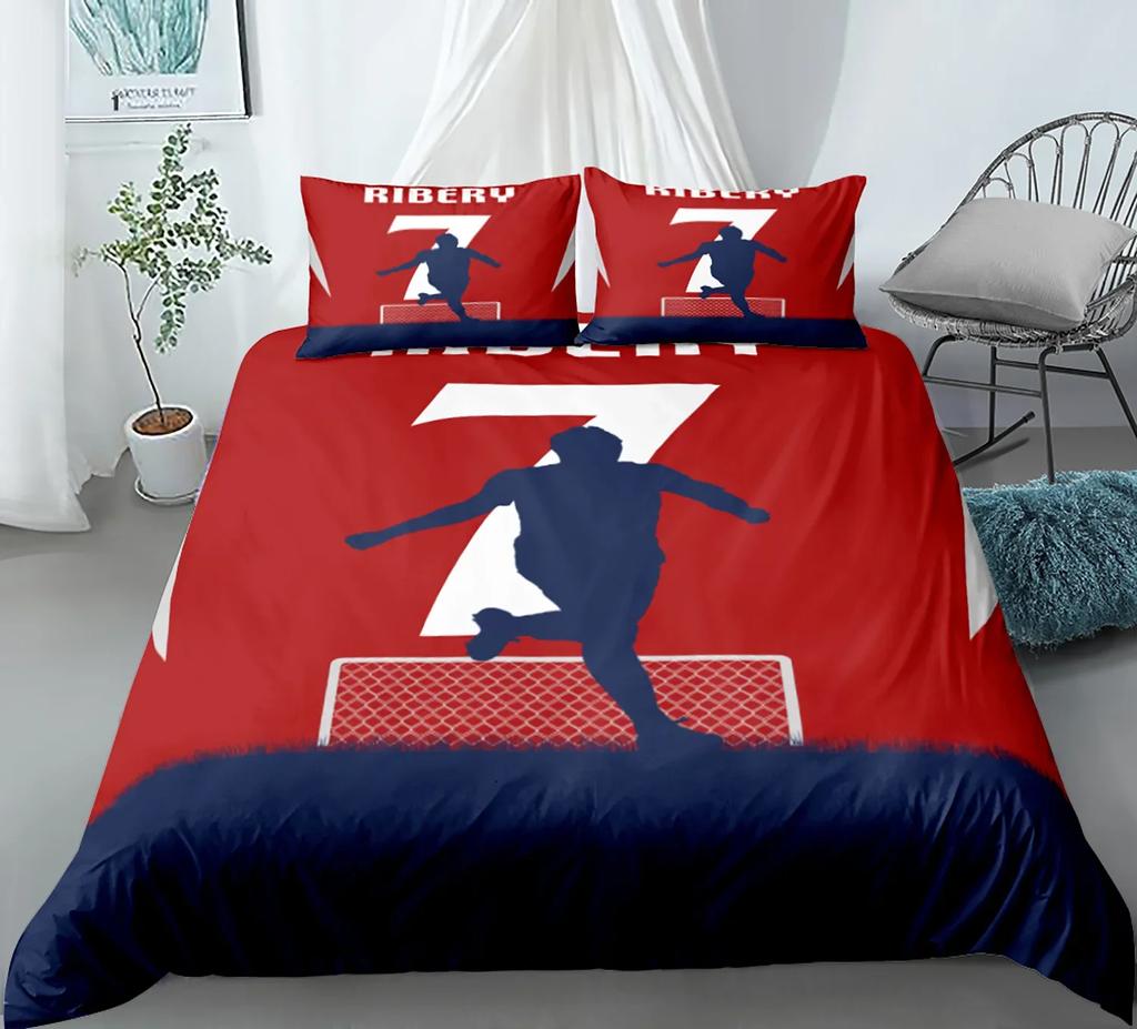 Soccer Player Twin Duvet Cover,Soccer Professional Player Kick Ball Championship Polyester Bedding Set Queen/Full/King/Twin Size