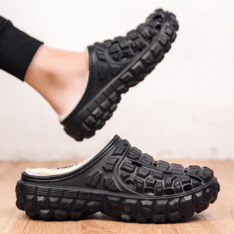 Fashion Autumn and Winter Waterproof Cotton Slippers Men's Bags and Home Slippers Indoor Confinement Shoes Plush Couple Shoes