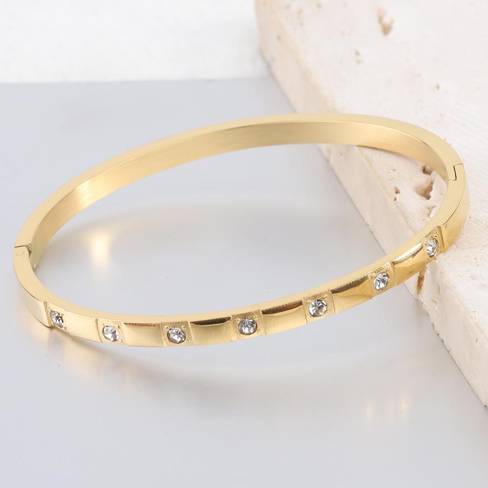 Stainless Steel Zircon Square Bracelet Buckle Bracelet Women's Jewelry Valentine's Day Gift for Her