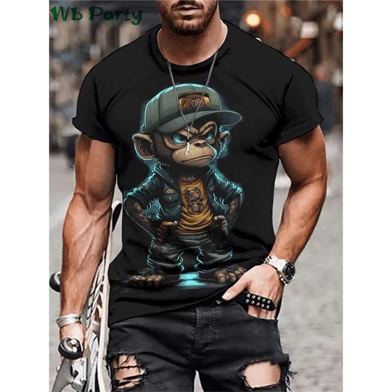 

Хіп-хоп Футболки з візерунком мавп О-подібним вирізом Футболка з коротким рукавом Дизайнерський одяг Чоловічий одяг з принтом мавп Чоловічі дизайнерські футболки 5XL