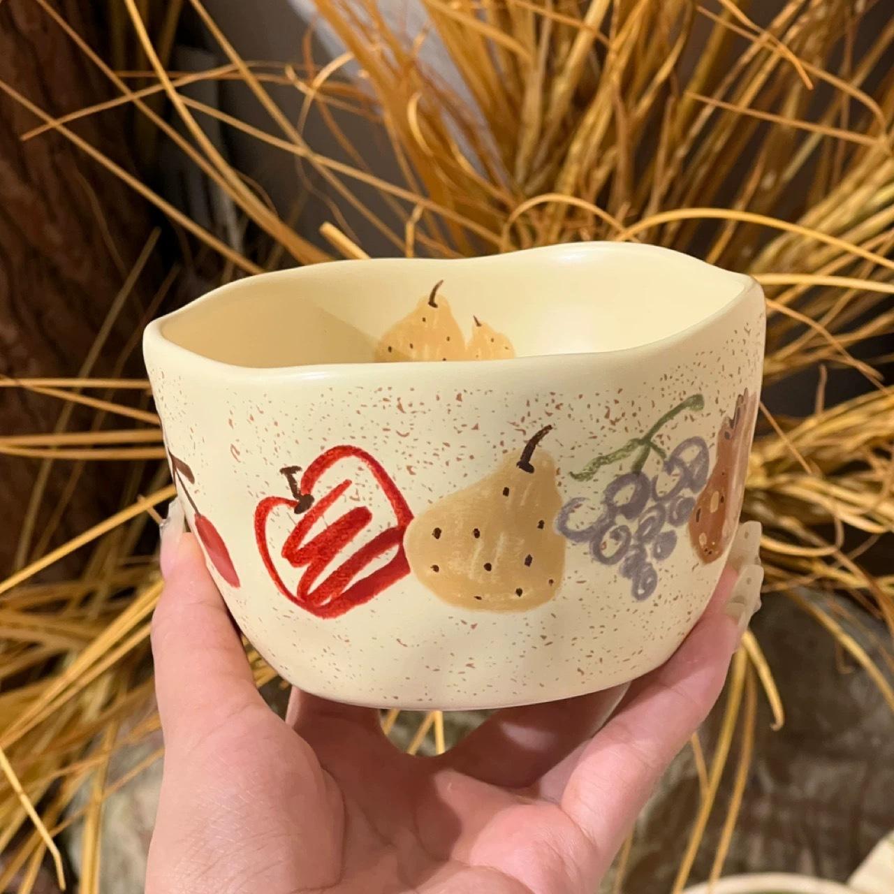 

Doodle Fruit Hand Painted Ceramic Plate Splash Ink Breakfast Dessert Single Serving Plate Set High Value 8 inches