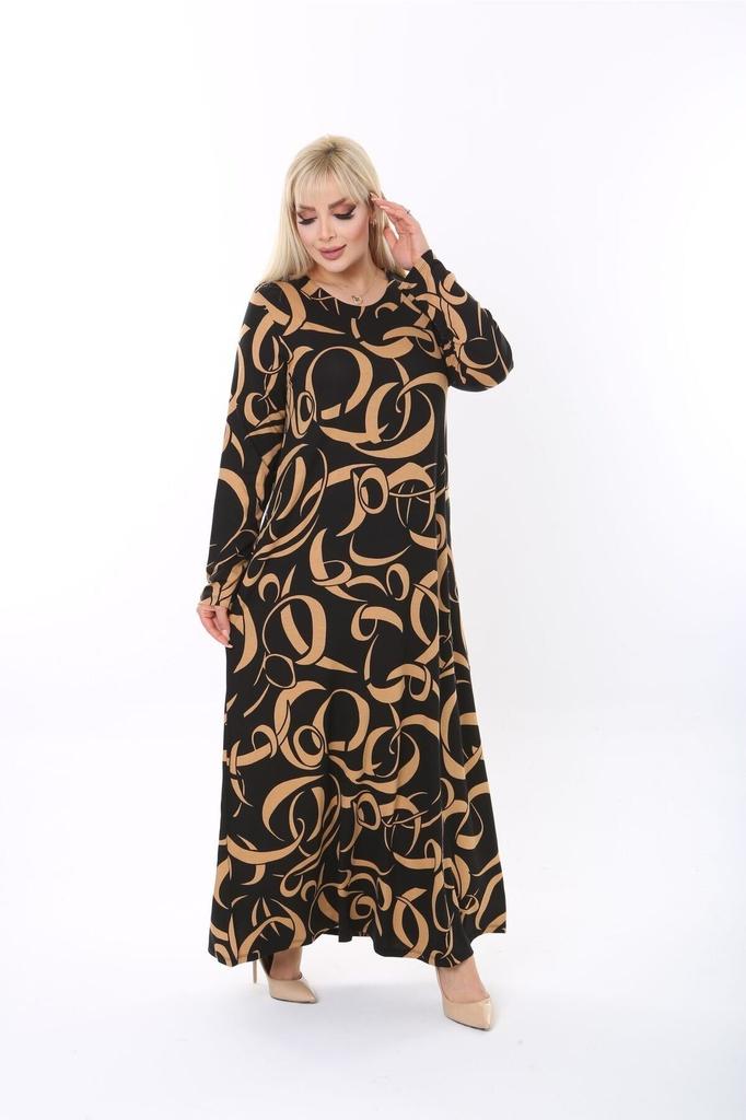 Damen Große Größen Kleid Plus Size Langarm (Geeignet für Hijab) Langes Kleid aus gekämmter Viskose