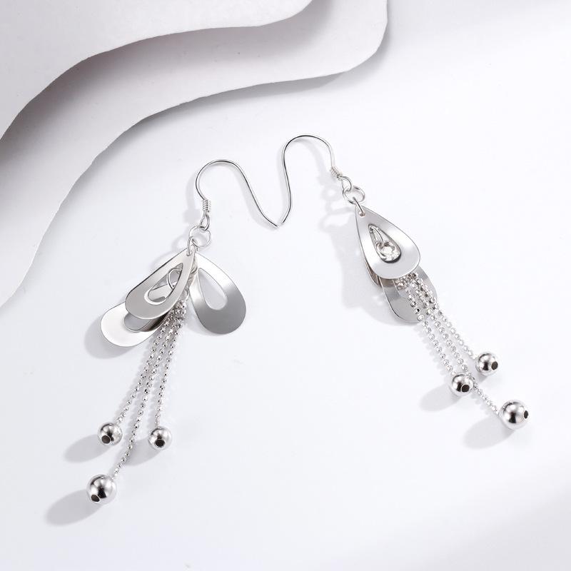 Korean Version Ins Water Drop Fringed Earrings Women's Niche Design Sense Fashion Temperament Long Earrings