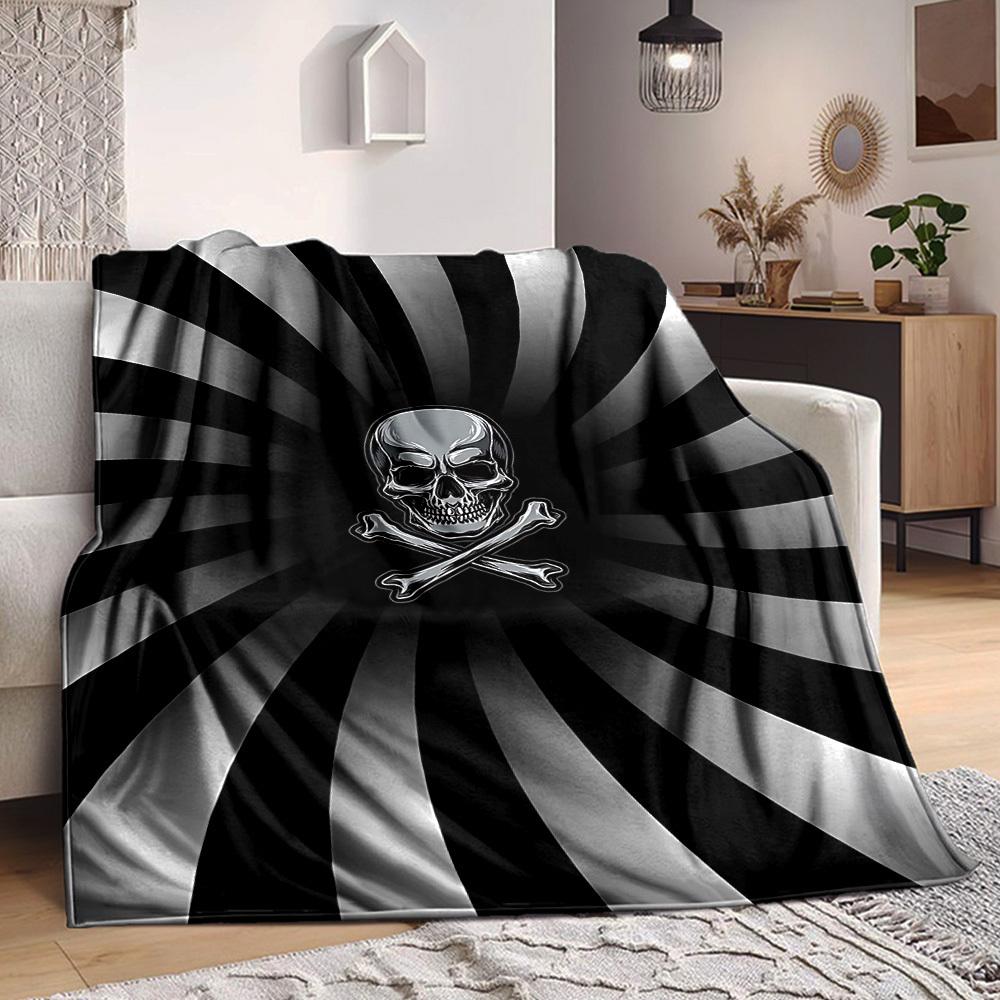 

1PC Skull, Crossbones Print Blanket, Soft Throw Blanket - Warm & Cozy for Couch, Bed, Office, and Travel yy250912221 75x90cm