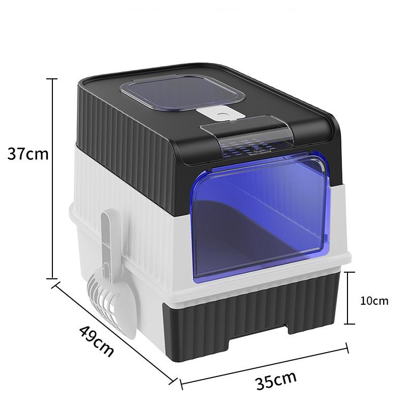 Cat Litter Box with UV Sterilization Lights Large Capacity Fully Enclosed Cat Toliet Litter Pan Anti-Splashing Kitten Bedpan