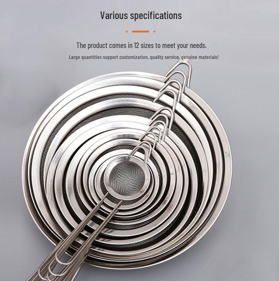 Stainless Steel Handheld Kitchen Sieve & Skimmer Ladle for Soy Milk, Oil, Flour, and Hot Pot.