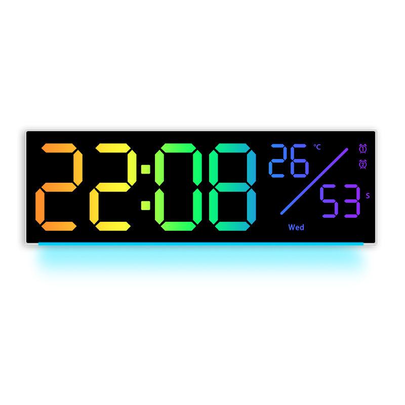 LED Color-Changing Wall Clock RGB Display, Multi-functional Alarm Clock, Large 6677R.