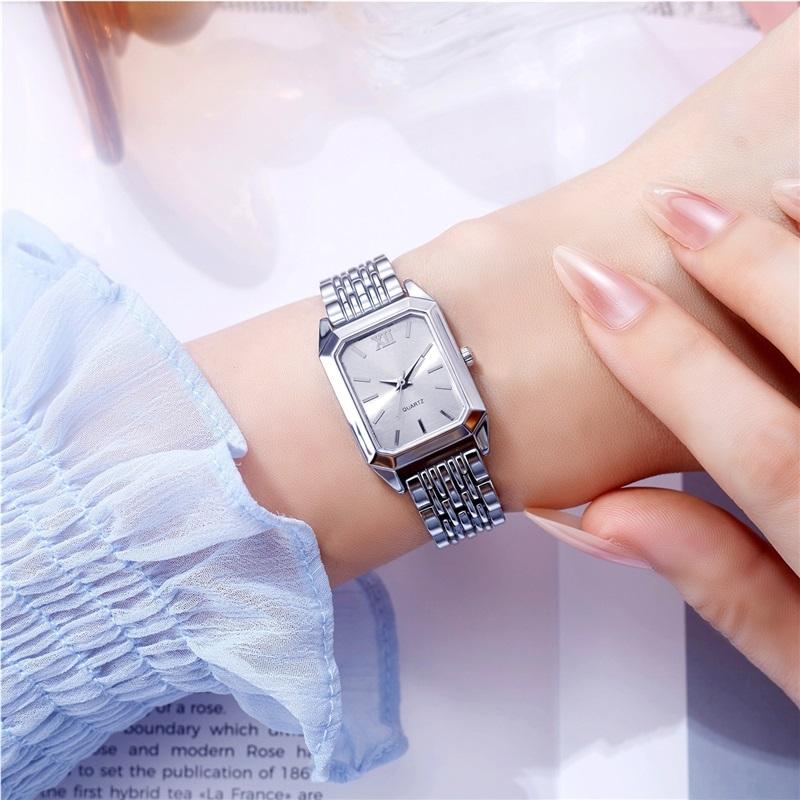 New Light Luxury Steel Band Fashion Simple Square Quartz Wristwatch for Women