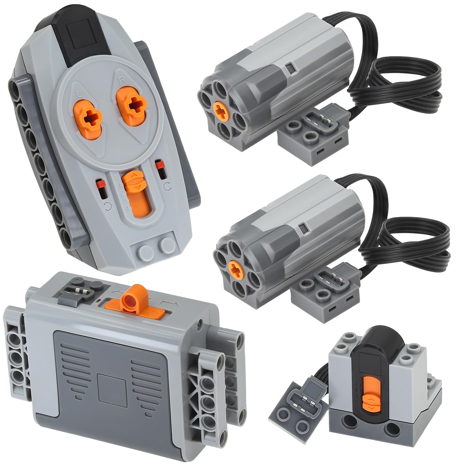 

Zylopa 5 шт. Набір технічних моторів Power Function, батарейний блок AA, ІЧ-приймач, пульт дистанційного керування, технічні деталі