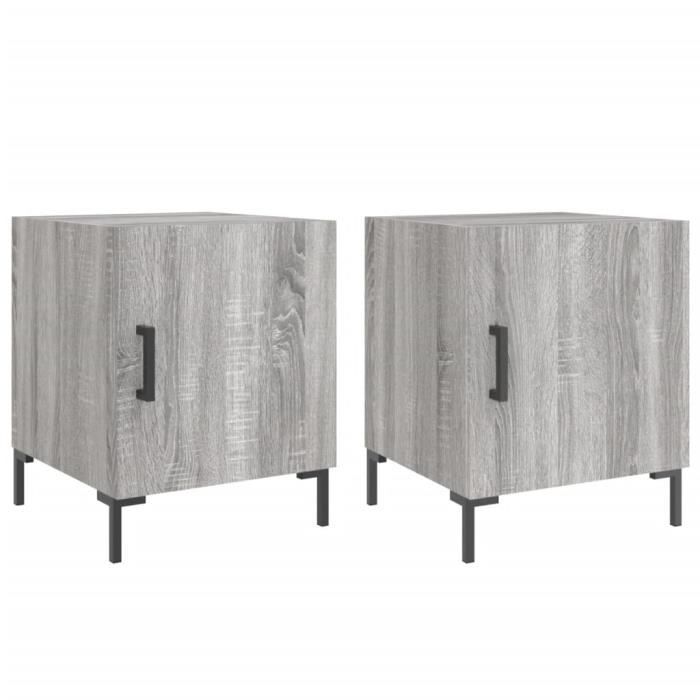 VidaXL Tables de chevet 2 pcs sonoma gris 40x40x50cm bois d'ingénierie 827577