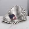 Spring Summer Plaid Forward Cap Women Heart Patch Fashion All-match Face Slimming Casual Painter Duckbill Hat