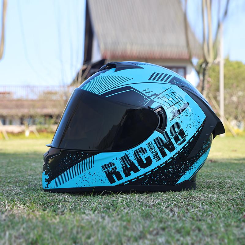 LVS-702 Motorcycle Helmet, Men's and Women's Dual Lens Couple Street Bike Full Helmet, Personality Prone Racing Helmet
