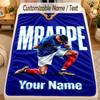Flannel BlanketKylian Mbappe Custom Name Text Personalized Soft Warm Throw Blanket Home Decor Gift