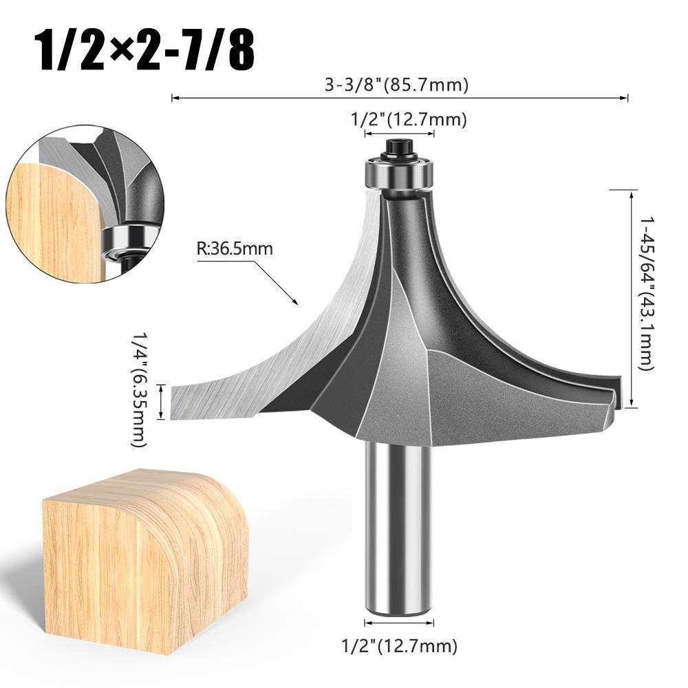 1/2 Handle Fillet Cutter Chamfering Milling Cutter, Commonly Used Fillet Cutter Preferably Tungsten Steel Alloy Fillet Cutter Trimming Machine Tool