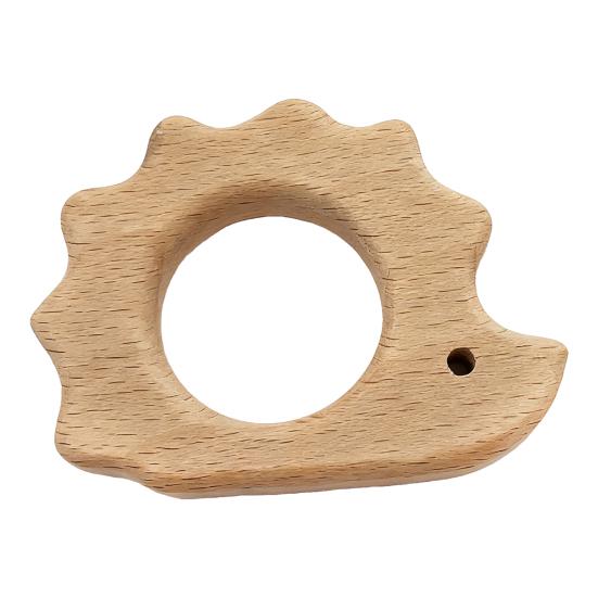 Brinquedos Mordedores de Madeira para Bebês Mordedores Naturais de Madeira de Faia para Bebês Anéis de Dentição Educacionais com Formas de Animais