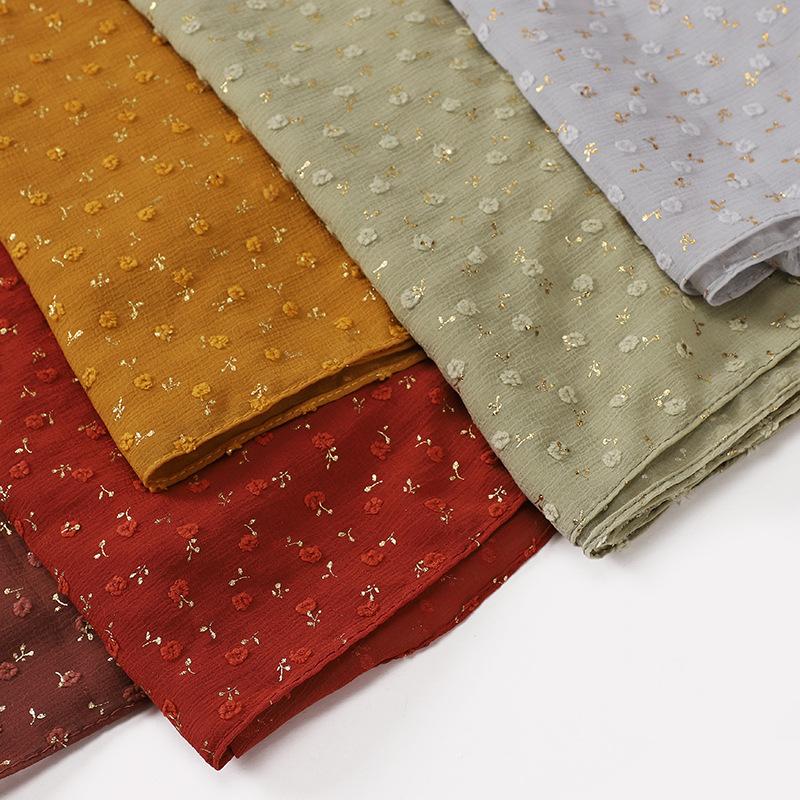 Bubble Pearl Scarf Stamping Chiffon Hijabs For Women Plain  Head Hijab Wrap Solid Shawls Headband Foulard Femme Muslim Hijab