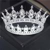 Teardrop Rhinestone Circle Princess Round Metal Crown Queen King Birthday Cake Tiaras Hair Jewelry Party Wedding Head Ornaments