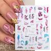 1PCS Black White Butterfly Laser Nail Stickers Nail Art Decoration Abstract Lines Bronzing Flowers Stickers For Nails