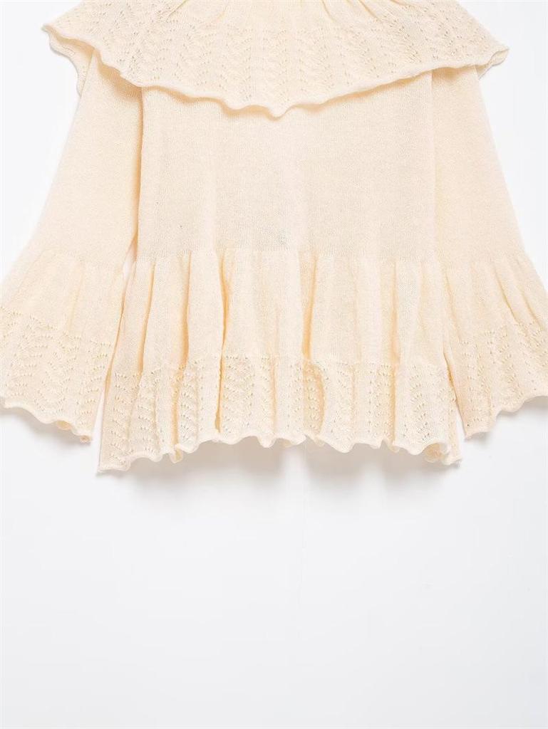 TAOP&ZA Women's Spring/Summer Elegant Fashion Knitted Top with Sweet Layered Design