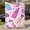 1pc Makeup Lipstick Outdoor Flannel Blanket Soft Warm All-Season Throw for Sofa Bed Car Camping Office, Cozy Gift Idea1196S