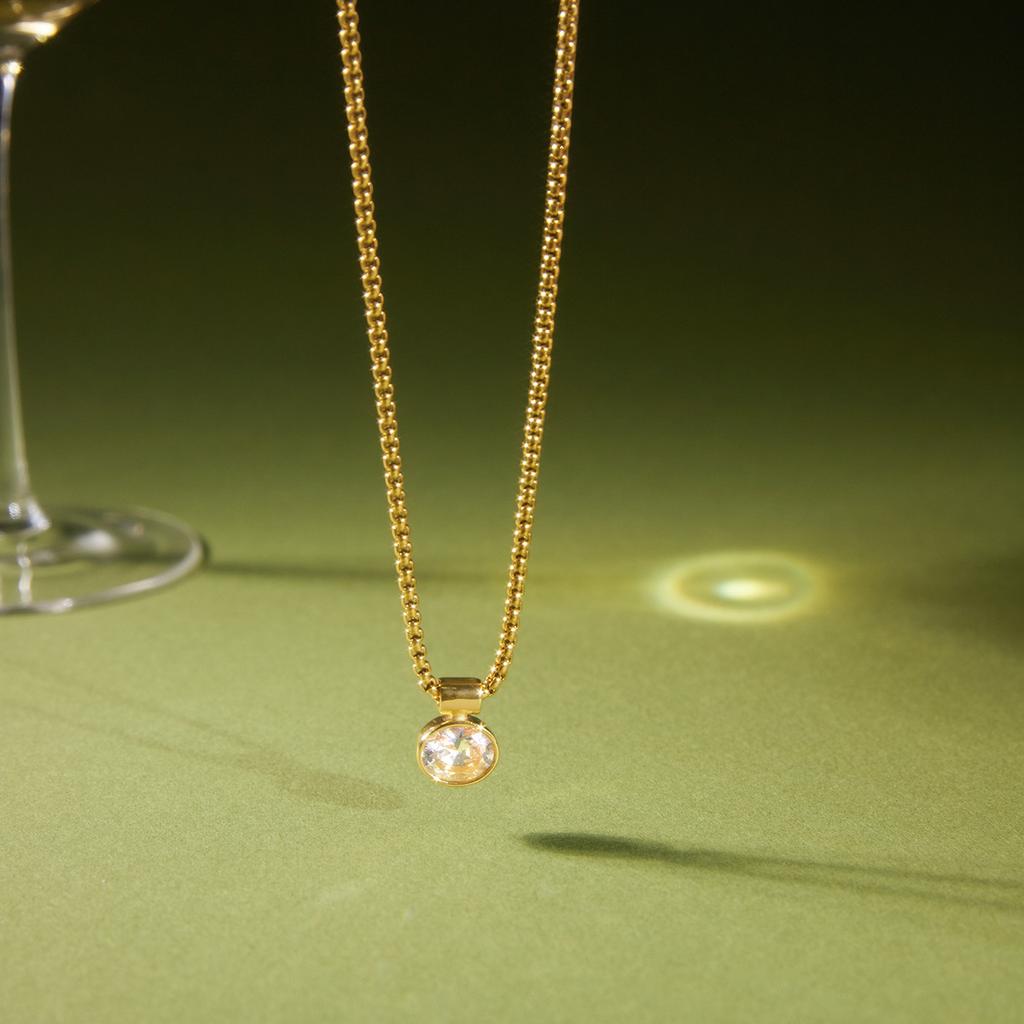 Titanium Steel Zircon Pendant Necklace Accessories Collarbone Chain European and American Stainless Steel