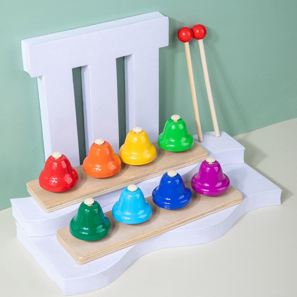 Music Table Bells 8 Notes Music Desk Hand Bells Colorful Diatonic Metal Hand Bells Musical Instruments Party Supplies