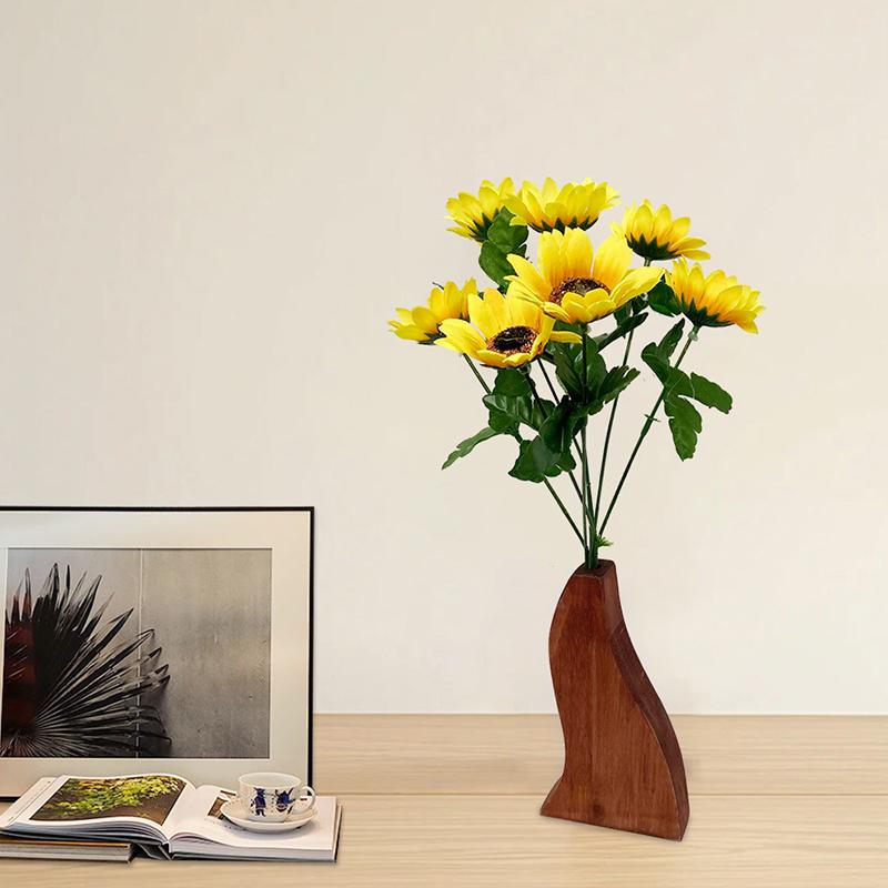 Handgefertigte Blumenkunst Schreibtischornamente Vase Heimdekorationen Holz Retro Natürliche Materialien Dekorativ 4 Stile