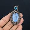 kyanite & Blue Topaz Gemstone Handmade Pure Copper Wire Wrapped Pendant Jewelry