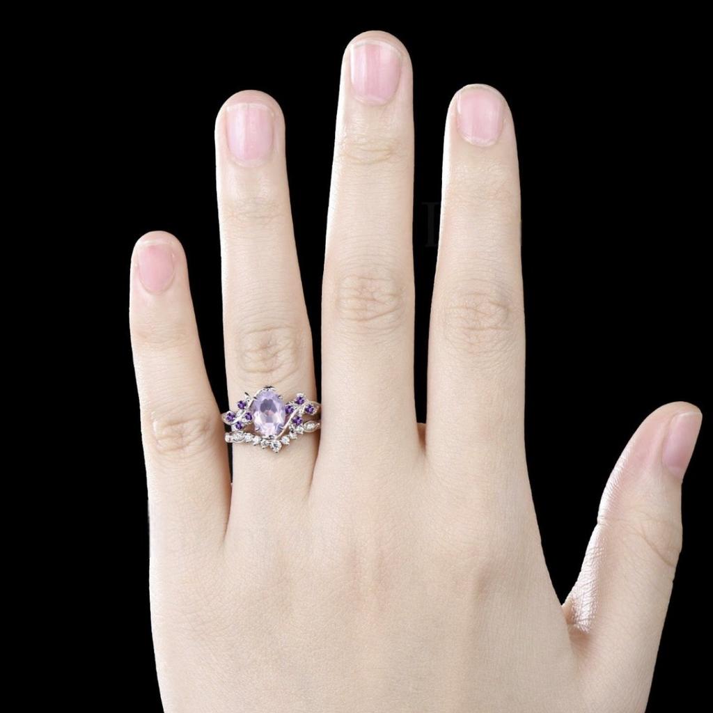 Luxuriöser Damenring mit Amethyst-Einlage, Europäischer und Amerikanischer Verlobungsring, Partnerring, Zirkonia-Diamantring