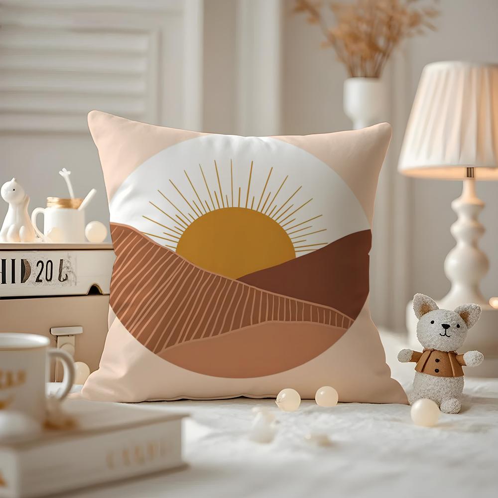 

Retro Modern Sun Cushion Cover Anti-dustmite Pillowcase Invisible Zipper Silky Short Plush Sofa Cushion Cover 12x12Inch