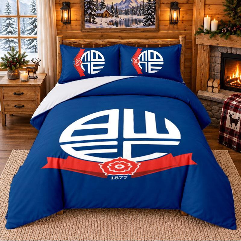 Ensemble de literie à motif Bolton Wanderers 3 pièces Drap et taies d'oreiller Pour chambre à coucher intérieure